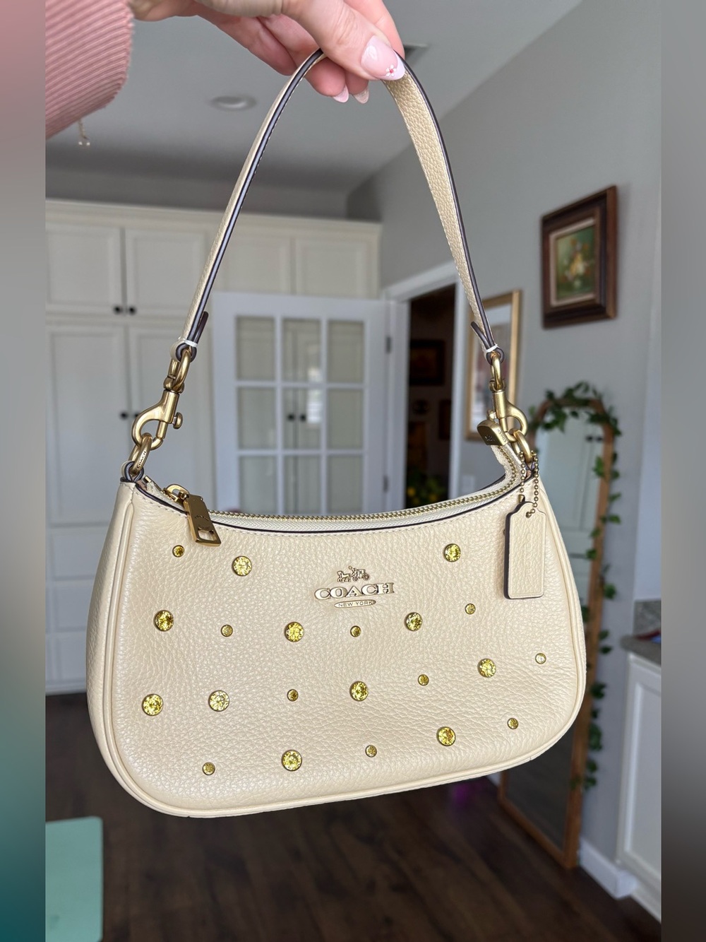 Coach Teri Shoulder Bag With Crystals, Moonlight/Brass